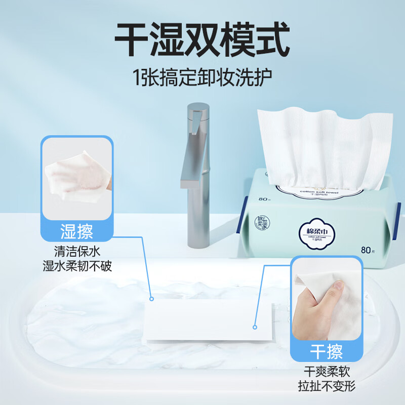 先领2个卷京东自营 fulcotton棉柔世家绵柔巾80抽*12包拍3件89.7，plus79.3，到手36包！插图