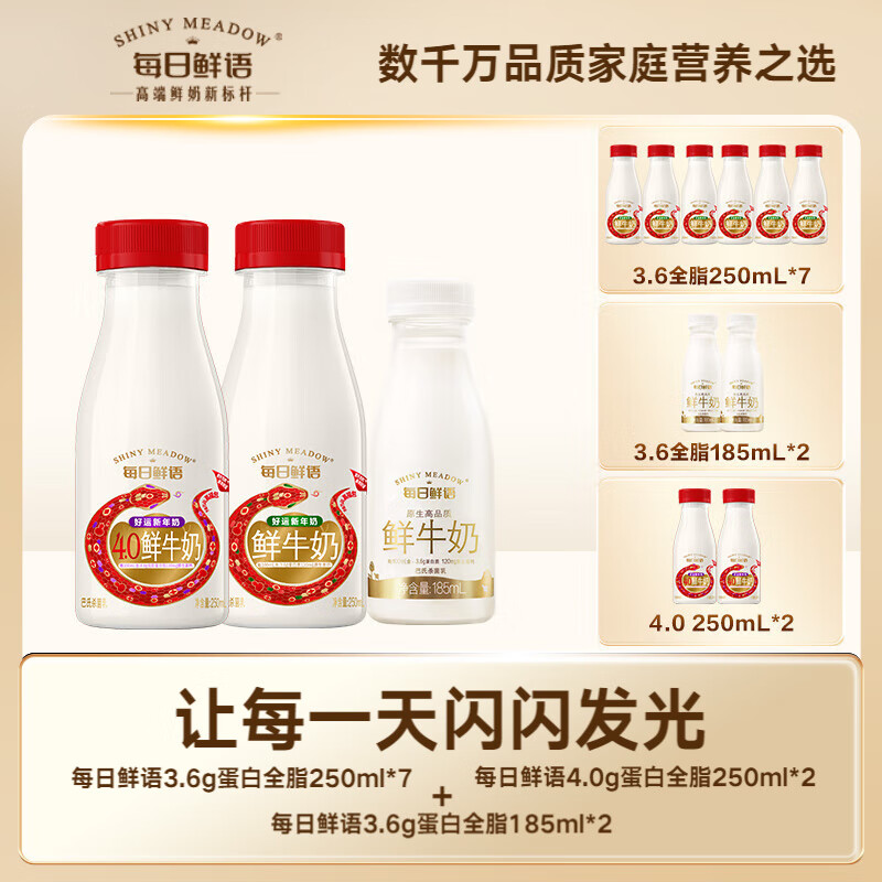 7 先80-55领券————每日鲜语鲜奶11瓶拍下40.9元  折3.7/瓶3.6g蛋白250ml*7+4.0g蛋白250ml*2+3.6g蛋白185插图